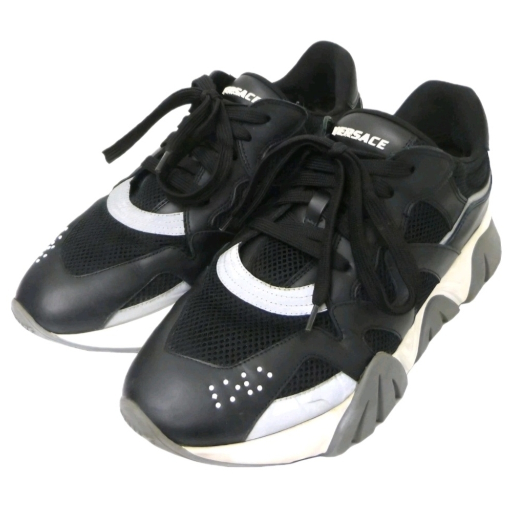 VERSACE Squalo (Unisex) Black Chunky Low Top Sneakers US Men's Size 7 Wmns Sz 9